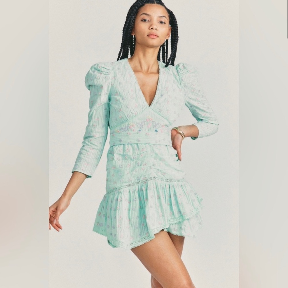 LoveShackFancy Aviva dress in aqua skies
